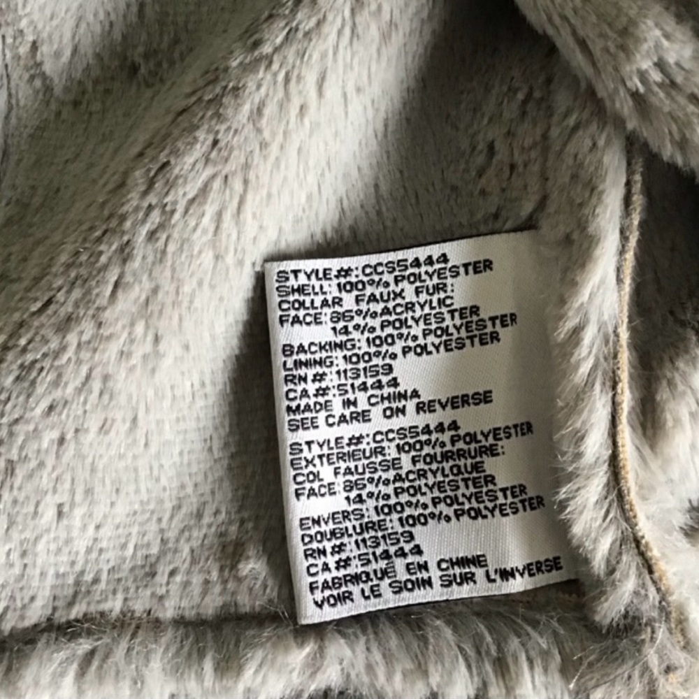 Catherine Malandrino Faux Suede Shearling Fur Coat Dove Grey M - Picture 8 of 9